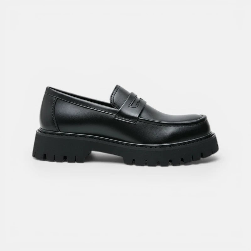 Mocassin homme plateforme noir – vue de profil