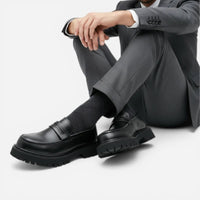 Mocassin homme plateforme noir – vue de dessus