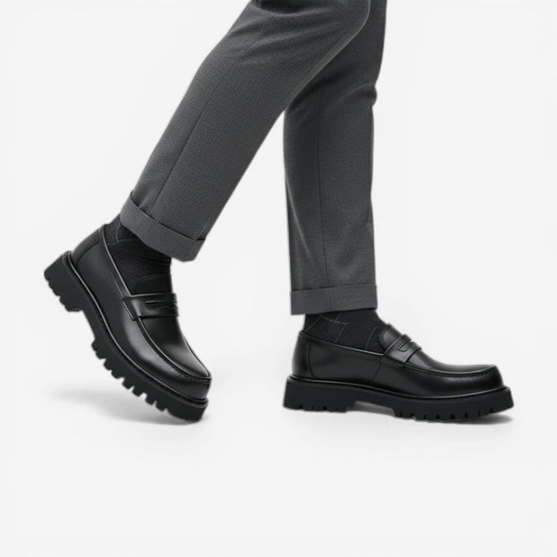 Mocassin homme plateforme noir – vue arrière