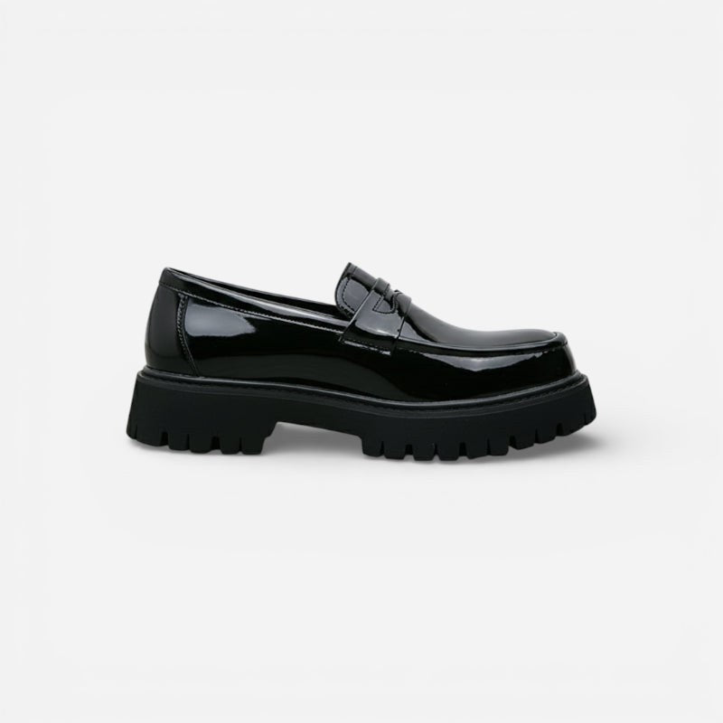 Mocassin homme plateforme noir – vue de profil