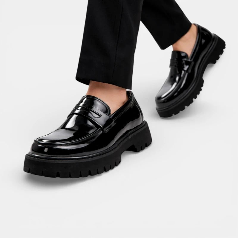 Mocassin homme plateforme noir – vue de dessus