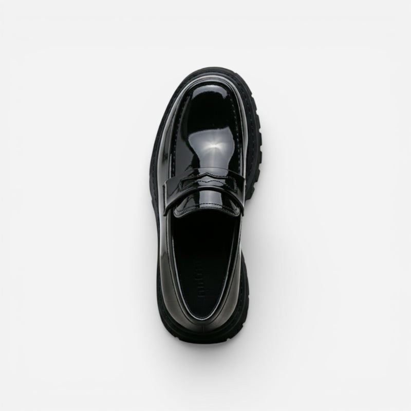 Mocassin homme plateforme noir – détail de la finition