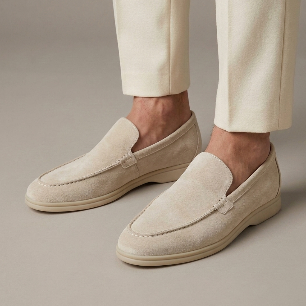 Mocassin Homme Slipper Daim de Veau - Beige