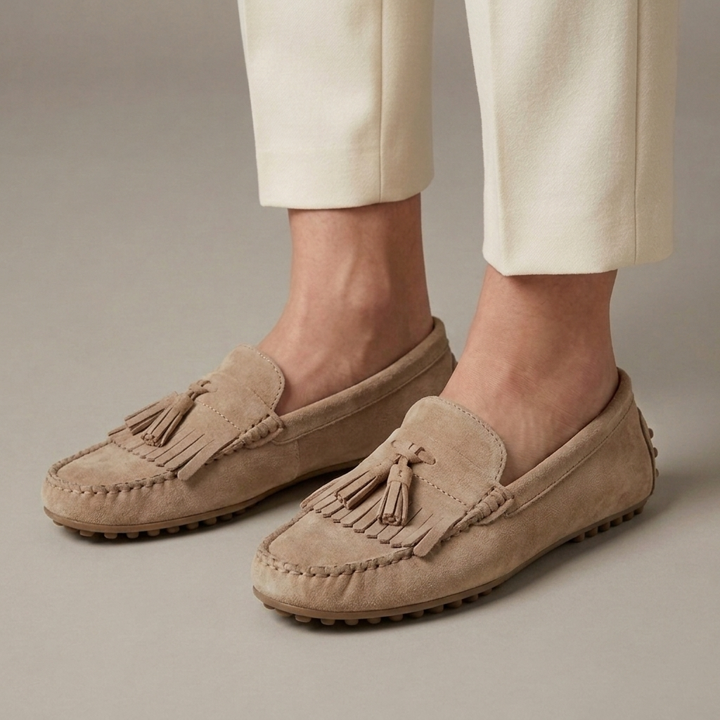 Mocassin Indien Daim à Glands et Franges - Beige