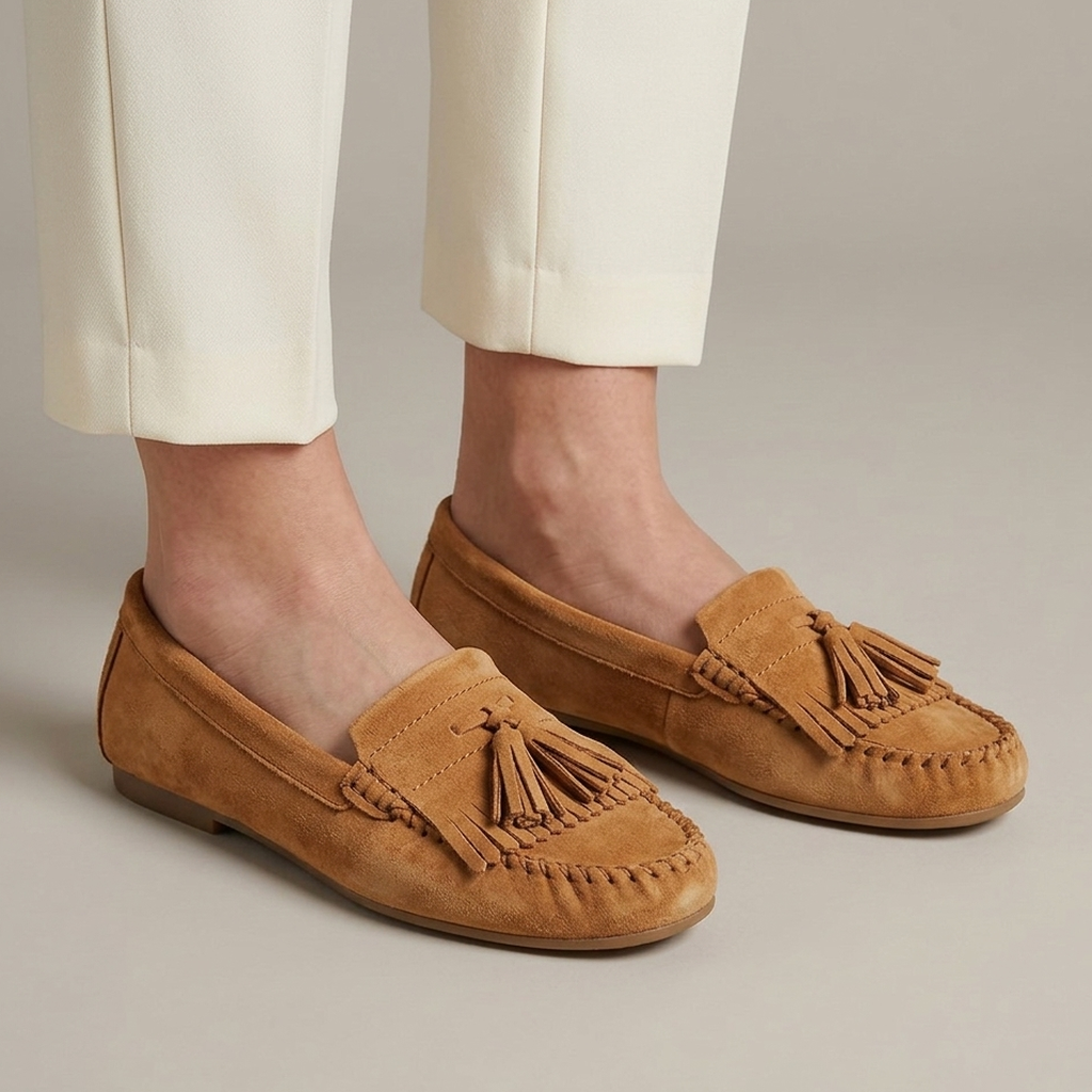 Mocassin Indien Daim à Glands et Franges - Marron
