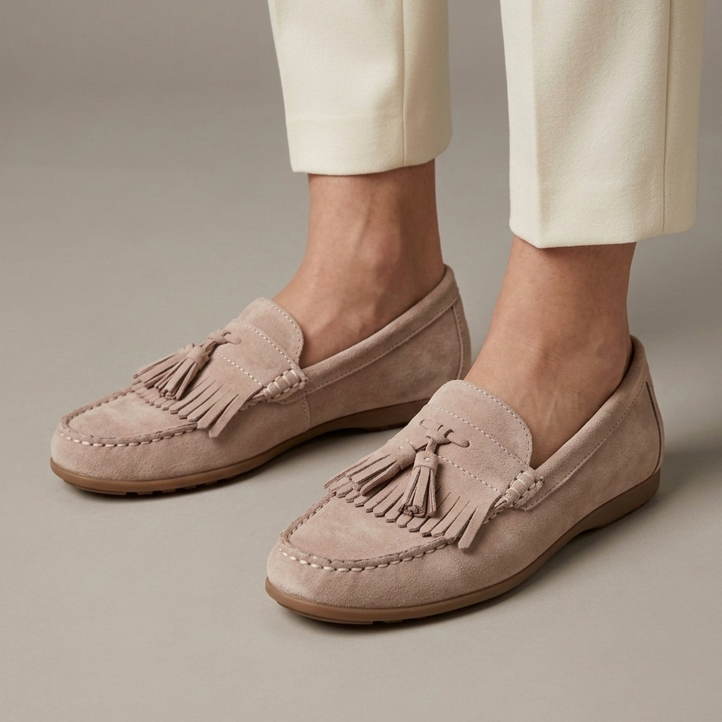 Mocassin Indien Daim à Glands et Franges - Rose
