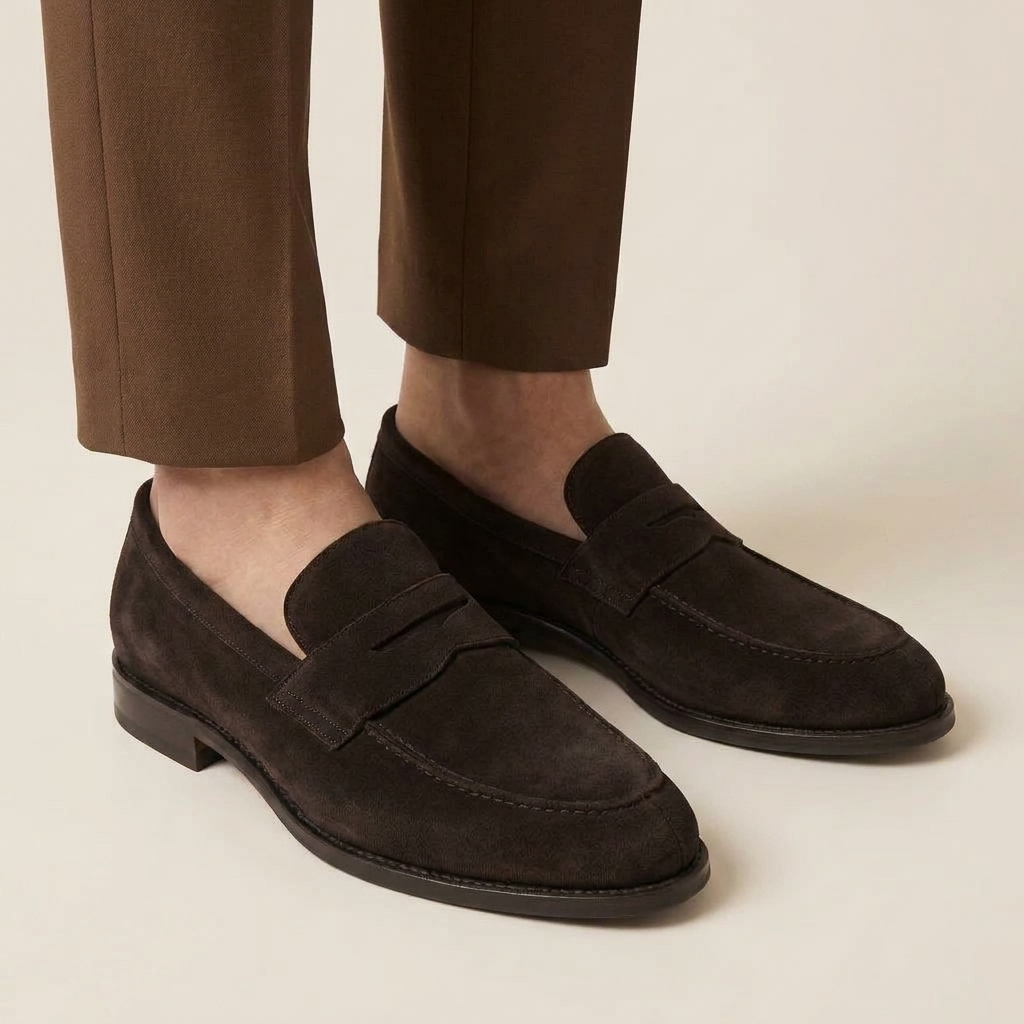 Mocassin Penny Loafer Cuir Suédé - Brun