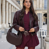Woven bag medium suede